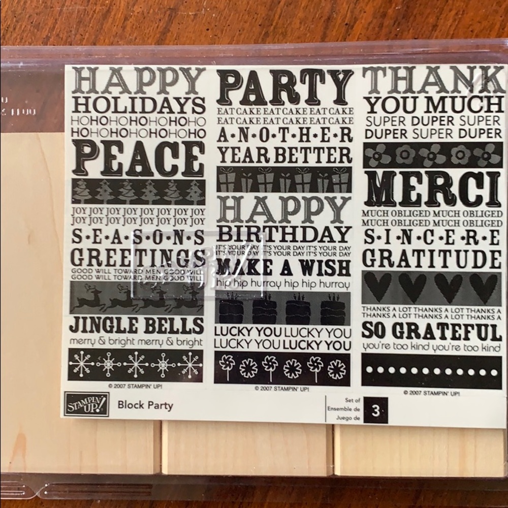 Stampin’ Up “Block Party” wood stamp set NWT❣️